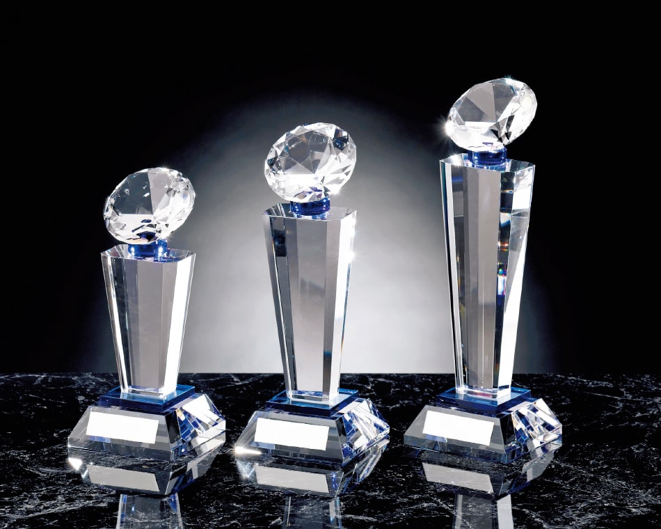 光学ガラス製ダイヤカットトロフィー:YC-4975