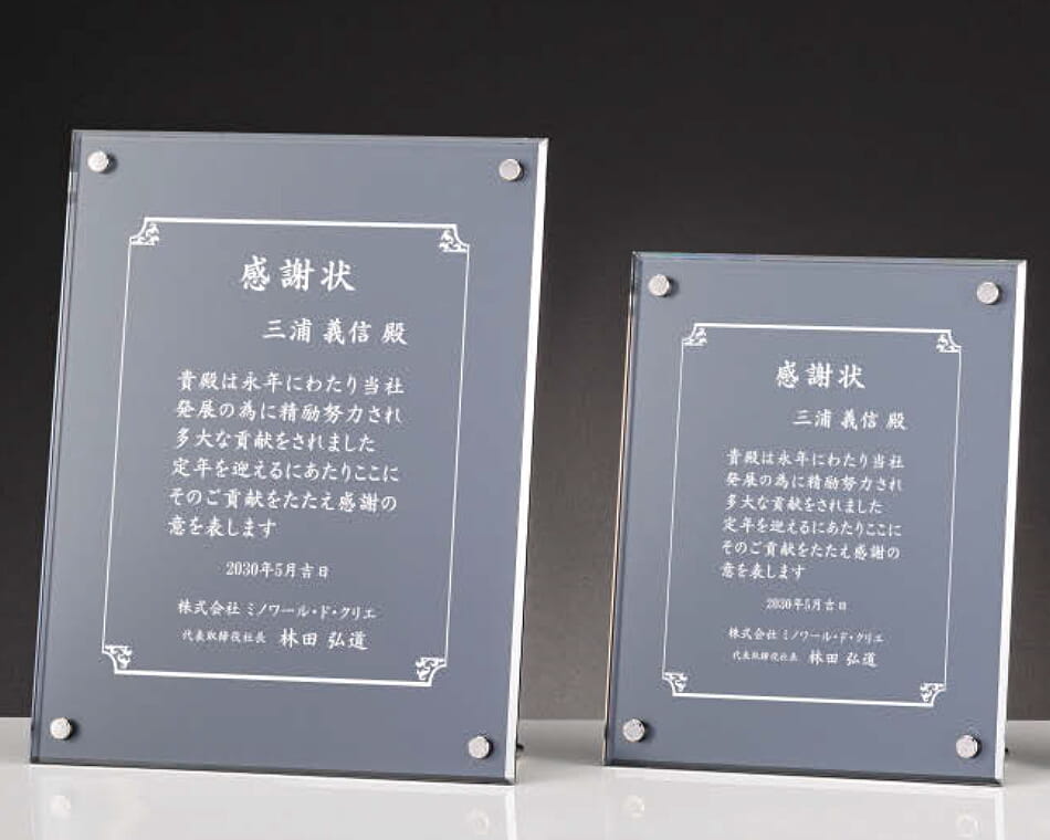 2枚合わせアクリル製盾：H-335