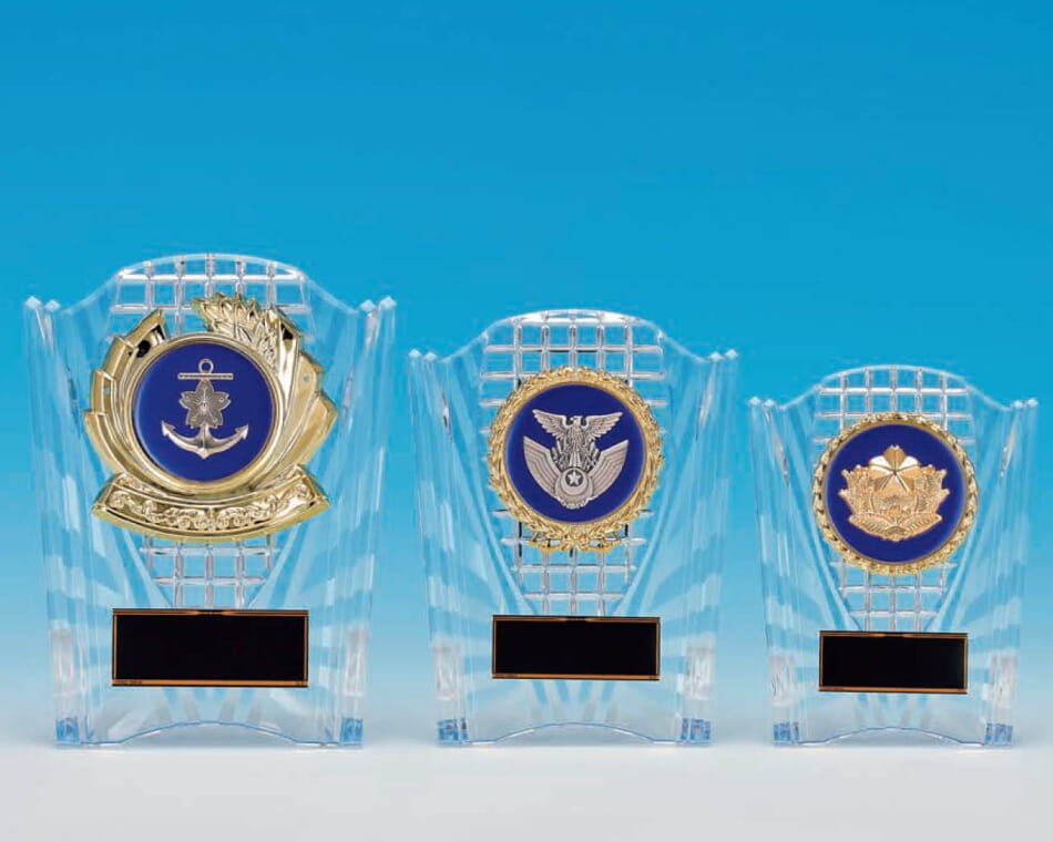 消防・警察・自衛隊レリーフ付き樹脂盾:KV-8517