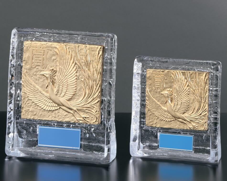 鳳凰レリーフガラス盾：SW-5130